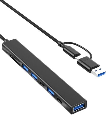 موزع USB 3.0 وUSB-C 11 في 1 مع منفذ 3.0، ومنفذ بيانات من النوع C، ومنفذ 2.0، وقارئ بطاقات، والتوصيل والتشغيل، وتصميم محمول صغير الحجم لأجهزة الكمبيوتر المحمول والكمبيوتر الشخصي والمزيد (سلك بطول 1 متر) in Kuwait