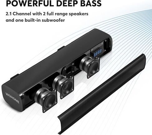 Wohome 2.1 Sound Bars for TV, Built-in Subwoofer, 6 Levels Voice Enhancement, 16 Inches TV Soundbar Speakers with Bluetooth 5.3/Optical/AUX/USB Connection, Wall Mount, 3 EQ Modes, S100 in Kuwait