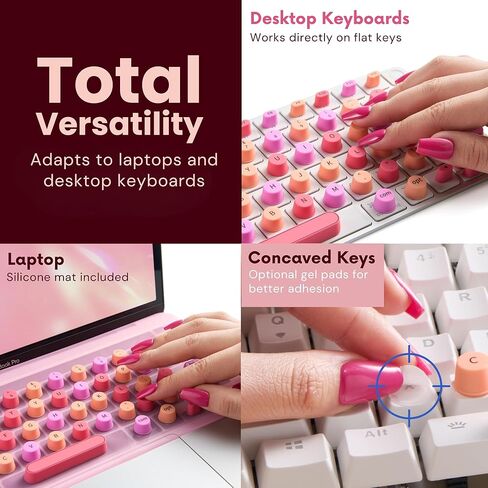 Keyboard Cover for Long Nails – Raised Silicone Keys with Removable Silicone Mat – Adapts to Laptop & Desktop Keyboards (PC & Mac) – Gift-Ready Design in Saudi Arabia