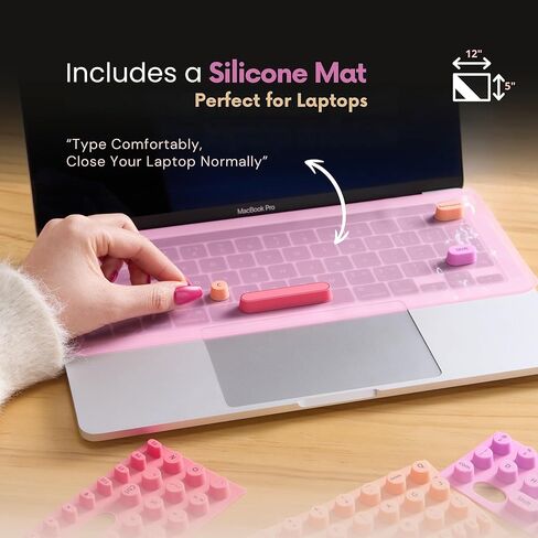 Keyboard Cover for Long Nails – Raised Silicone Keys with Removable Silicone Mat – Adapts to Laptop & Desktop Keyboards (PC & Mac) – Gift-Ready Design in Saudi Arabia