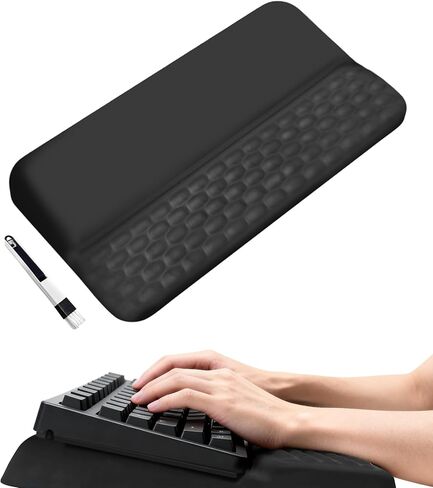 Wrist Rest for Keyboard, Ergonomic Keyboard Stand with Wrist Rest, Soft Memory Foam Wrist pad with Non-Slip Base & Dust Brush, Comfort for Office, Work, Gaming- Black in Saudi Arabia