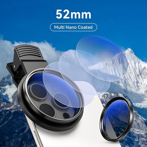 MIAO LAB فلتر استقطاب دائري 52 مم، زجاج رفيع للغاية مطلي بالنانو لهاتف iPhone 16/15/14 وSamsung Galaxy وGoogle Pixel وجميع الهواتف الذكية، مضاد للانعكاس، ألوان زاهية in Kuwait