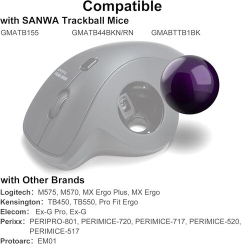 SANWA 2PCS 34mm/1.34in Trackball Replacement Ball for Logitech m575, m570, MX Ergo, Perixx, Kensington, Elecom, and Other Compatible Trackball Mouse, Glossy Purple + Gold in Saudi Arabia