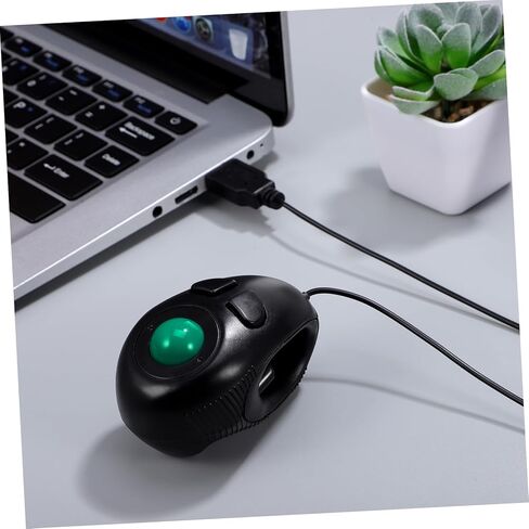 ماوس كرة التتبع الصغير الذي يعمل بمنفذ USB، محمول باليد مع أزرار يمكن التحكم فيها بالإبهام لمستخدمي الكمبيوتر المحمول وسطح المكتب، بلاستيك أسود in Kuwait