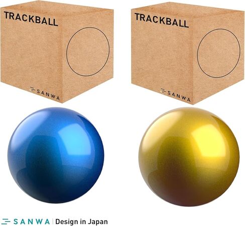 SANWA قطعتان من كرة التتبع البديلة مقاس 34 مم/1.34 بوصة لـ Logitech m575، m570، MX Ergo، Kensington TB450، TB550، Pro Fit Ergo، وماوس كرة التتبع المتوافق الآخر، أزرق لامع + ذهبي in Saudi Arabia