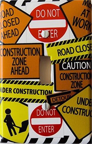 Construction Sign Metal Outlet Cover Switch Plate Street Sign Switch Plate Wall Décor in Saudi Arabia