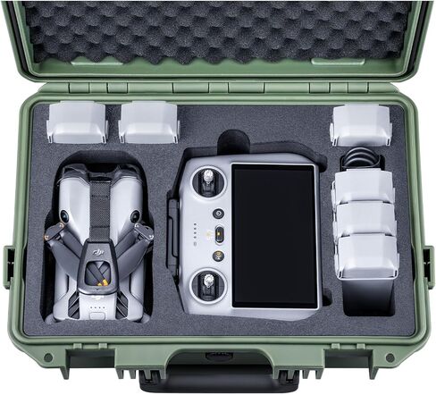 Lykus Titan MM510 Waterproof Hard Case for DJI Mini 5 Pro and RC2/RC-N3, Support up to 7 batteries, Green [CASE ONLY] in Saudi Arabia