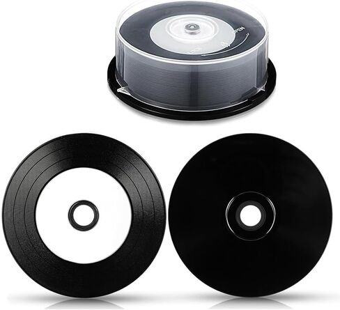 25 قطعة أقراص CD-R فارغة 700 ميجا بايت 80 دقيقة 52X قرص قابل للتسجيل للموسيقى والبيانات مع مركز أبيض قابل للطباعة بنفث الحبر وسطح تسجيل أسود للبيانات. يتضمن 25 قرص مضغوط داخلي in Kuwait
