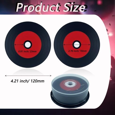 25 قطعة أقراص CD-R فارغة 700 ميجابايت 80 دقيقة 52X قرص قابل للتسجيل للموسيقى والبيانات مع مركز أبيض قابل للطباعة بنفث الحبر وسطح تسجيل أسود للبيانات. يتضمن 25 قرص مضغوط داخلي - أسود/أحمر in Kuwait
