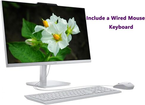 Lenovo A100 All in One Desktop Computer for Home Office, 23.8 Inch IPS FHD Display, Intel N100 Processor, 16 GB RAM, 512 GB SSD, Intel UHD Graphics, Wired Keyboard & Mouse, Windows 11 Pro, Accessories in Saudi Arabia
