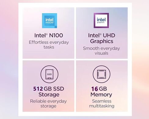 Lenovo A100 All in One Desktop Computer for Home Office, 23.8 Inch IPS FHD Display, Intel N100 Processor, 16 GB RAM, 512 GB SSD, Intel UHD Graphics, Wired Keyboard & Mouse, Windows 11 Pro, Accessories in Saudi Arabia