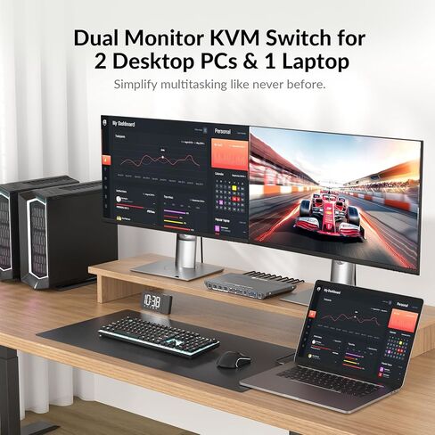 AV Access Docking Station KVM Switch 1 Laptop & 2 Desktop PCs, Dual 4K@60Hz Monitors, EDID Emulation, 100W USB-C Charging, Gigabit Ethernet,High Refresh Rates,Ideal for Gaming, Office & Creative Work in Saudi Arabia