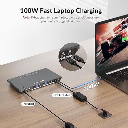 AV Access Docking Station KVM Switch 1 Laptop & 2 Desktop PCs, Dual 4K@60Hz Monitors, EDID Emulation, 100W USB-C Charging, Gigabit Ethernet,High Refresh Rates,Ideal for Gaming, Office & Creative Work in Saudi Arabia