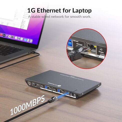AV Access Docking Station KVM Switch 1 Laptop & 2 Desktop PCs, Dual 4K@60Hz Monitors, EDID Emulation, 100W USB-C Charging, Gigabit Ethernet,High Refresh Rates,Ideal for Gaming, Office & Creative Work in Saudi Arabia