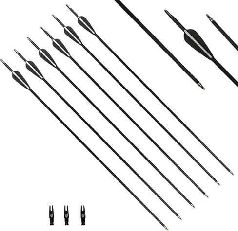 31.5Inch Carbon Arrow Targeting Practice Hunting Arrows Spine 400 for Compound & Recurve & English Long Bow with Removable Tips (Pack of 12) in Saudi Arabia