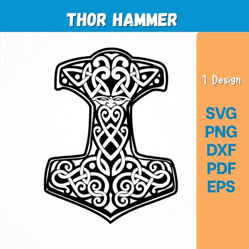 حزمة تصميم Thor Hammer SVG | SVG Png Pdf Eps Dxf تنسيق الملف تنزيل رقمي فوري | ملصق ديكور منزلي مطبوع عليه أساطير الفايكنج الإسكندنافية 0054 in Saudi Arabia