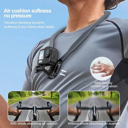 Neck Phone Holder for Recording, Magnetic Neck Mount for Phones, Hand Free Cell Phone Holder with Anti-Vibration Chest Strap for Recording POV/Vlog Video Selfie, Compatible with iPhone, Android, Gray in Saudi Arabia