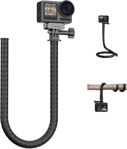 Monkey Tail Mount for Insta360 X5 X4 X3/GO 3S/Ace Pro 2/ONE X2, Camera Clamp Neck Selfie Stick Flexible Mount Bicycle Clip Compatible with DJI OSMO 360/Action 6/Action 5 Pro/Pocket 3 Accessories in Kuwait