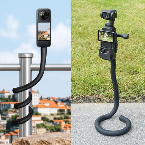 Monkey Tail Mount for Insta360 X5 X4 X3/GO 3S/Ace Pro 2/ONE X2, Camera Clamp Neck Selfie Stick Flexible Mount Bicycle Clip Compatible with DJI OSMO 360/Action 6/Action 5 Pro/Pocket 3 Accessories in Kuwait