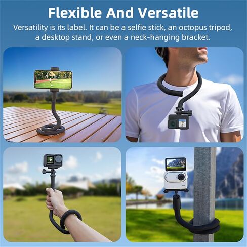 Monkey Tail Mount for Insta360 X5 X4 X3/GO 3S/Ace Pro 2/ONE X2, Camera Clamp Neck Selfie Stick Flexible Mount Bicycle Clip Compatible with DJI OSMO 360/Action 6/Action 5 Pro/Pocket 3 Accessories in Kuwait