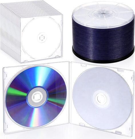 Set of 50 DVD-R Blank Discs with Clear Jewel Cases 4.7GB 120 Minutes 1-16X Recordable Blank Media Discs for VCR Video, Camera, Music Data in Saudi Arabia