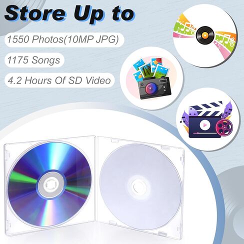 Set of 50 DVD-R Blank Discs with Clear Jewel Cases 4.7GB 120 Minutes 1-16X Recordable Blank Media Discs for VCR Video, Camera, Music Data in Saudi Arabia