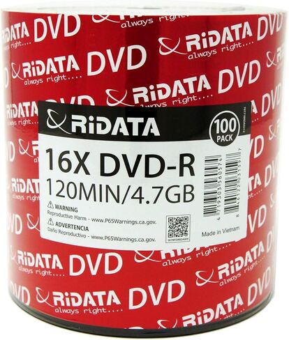 600 Pack Ridata DVD-R 16X 4.7GB 120 Min Silver Logo Top Blank Data Video Media Recordable Disc in Saudi Arabia