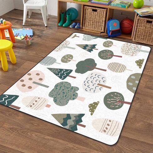 Soft Kids Play Area Rugs 3D Home Seamless Trendy Forest Texture Abstract Hand Drawn Tree Plush Rugs Non Slip Shaggy Carpets for Kids' Bedroom Classroom Playroom Nursery Décor in Saudi Arabia