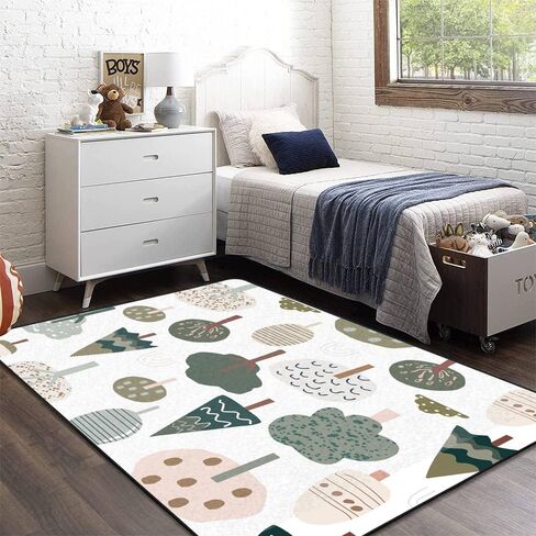 Soft Kids Play Area Rugs 3D Home Seamless Trendy Forest Texture Abstract Hand Drawn Tree Plush Rugs Non Slip Shaggy Carpets for Kids' Bedroom Classroom Playroom Nursery Décor in Saudi Arabia