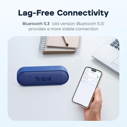مكبر صوت بلوتوث Tribit XSound Go، مكبر صوت لاسلكي محمول بقدرة 16 وات مع صوت عالٍ، وقت تشغيل 24 ساعة، مقاوم للماء IPX7، EQ مخصص، XBass، BT5.3، اقتران TWS، نوع C، خارجي/منزل/سفر/شاطئ/دش (أسود) in Saudi Arabia