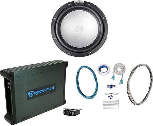 KICKER 45KMF104 مضخم صوت للقوارب البحرية مقاس 10 بوصات 350 وات + مضخم صوت أحادي + مجموعة أمبير in Saudi Arabia