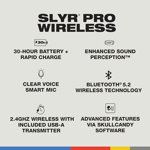 سماعة الألعاب سكل كاندي SLYR Pro اللاسلكية متعددة المنصات، سماعات بلوتوث، بطارية 24 ساعة، الكمبيوتر الشخصي، إكس بوكس، بلاي ستيشن، نينتندو سويتش، جهاز إرسال لاسلكي بزمن وصول منخفض 2.4 جيجا هرتز متضمن - أسود/أخضر in Kuwait