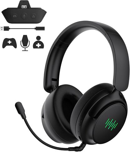INGA Wireless Gaming Headset for Xbox Series X|S, Xbox One, PC, PS5/4, Mac, Nintendo Switch, Game/Chat Balance, 2.4GHz/Bluetooth 5.2, ENC Microphone & 7.1 Surround Sound (Green LED) in Kuwait