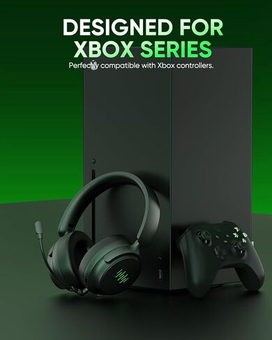 INGA Wireless Gaming Headset for Xbox Series X|S, Xbox One, PC, PS5/4, Mac, Nintendo Switch, Game/Chat Balance, 2.4GHz/Bluetooth 5.2, ENC Microphone & 7.1 Surround Sound (Green LED) in Kuwait