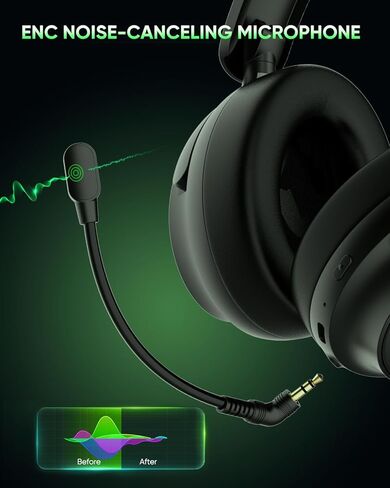 INGA Wireless Gaming Headset for Xbox Series X|S, Xbox One, PC, PS5/4, Mac, Nintendo Switch, Game/Chat Balance, 2.4GHz/Bluetooth 5.2, ENC Microphone & 7.1 Surround Sound (Green LED) in Kuwait