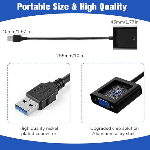 محول USB إلى VGA للشاشة، محول VGA إلى USB 3.0/2.0، كابل فيديو متعدد الشاشات 1080P لأجهزة الكمبيوتر المحمول، سطح المكتب، HDTV، الشاشة، جهاز العرض in Kuwait