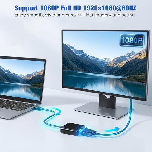 محول USB إلى VGA للشاشة، محول VGA إلى USB 3.0/2.0، كابل فيديو متعدد الشاشات 1080P لأجهزة الكمبيوتر المحمول، سطح المكتب، HDTV، الشاشة، جهاز العرض in Kuwait