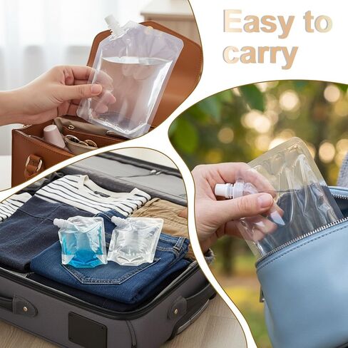 100 Pcs Drink Pouches 16OZ Reusable Sneak Travel Drinking Flask Juice Travel Plastic Flasks Bags Drink Bags with 2 Funnel for Outdoor Sports, Concerts, Events in Saudi Arabia