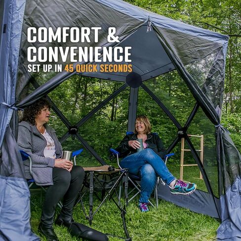 CLAM Pop Up Screen Tent, 6' x 6' Outdoor Camping Gazebo, Portable 4-Sided Canopy with Ground Stakes & Carry Bag, Traveler, Blue in Saudi Arabia