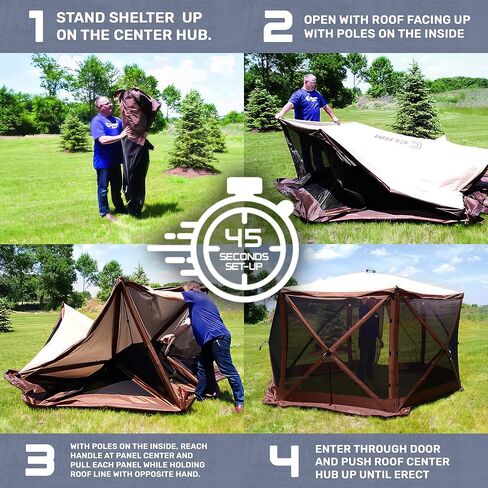 CLAM Pop Up Screen Tent, 6' x 6' Outdoor Camping Gazebo, Portable 4-Sided Canopy with Ground Stakes & Carry Bag, Traveler, Blue in Saudi Arabia
