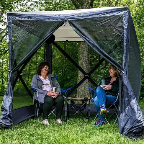 CLAM Pop Up Screen Tent, 6' x 6' Outdoor Camping Gazebo, Portable 4-Sided Canopy with Ground Stakes & Carry Bag, Traveler, Blue in Saudi Arabia
