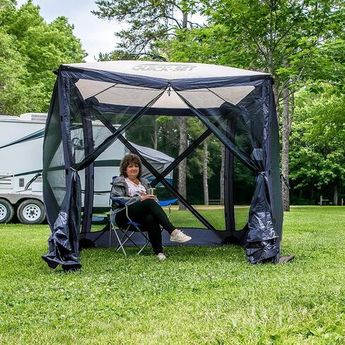 CLAM Pop Up Screen Tent, 6' x 6' Outdoor Camping Gazebo, Portable 4-Sided Canopy with Ground Stakes & Carry Bag, Traveler, Blue in Saudi Arabia