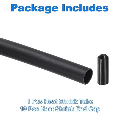 uxcell 32.81 ft 2:1 Ratio Heat Shrink Tubing, 0.24" ID Wire Heat Shrink Tube with End Cap, Waterproof Tubing Adhesive Shrinkable Wire Wrap Tube for Cable Sealing, Black in Saudi Arabia