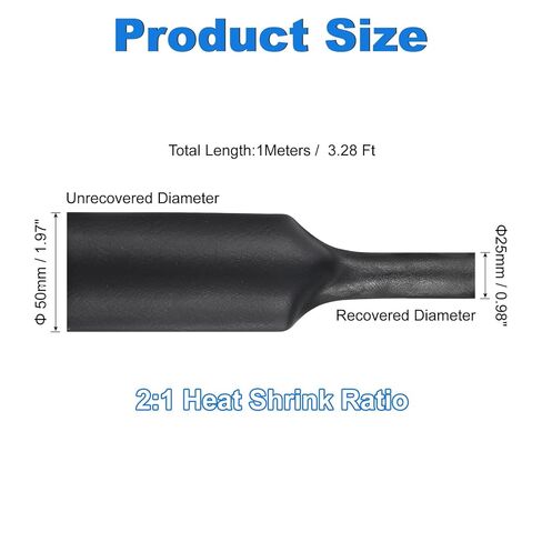uxcell 3.28 ft 2:1 Ratio Heat Shrink Tubing, 1.97" ID Wire Heat Shrink Tube with End Cap, Waterproof Tubing Adhesive Shrinkable Wire Wrap Tube for Cable Sealing, Black in Saudi Arabia