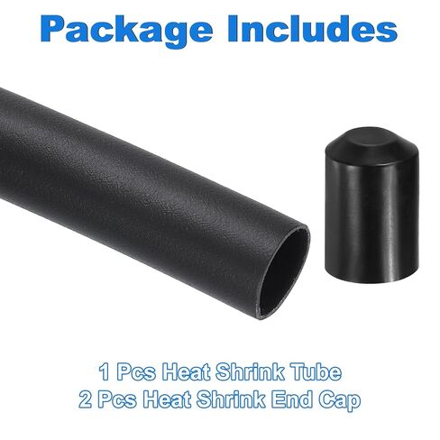 uxcell 3.28 ft 2:1 Ratio Heat Shrink Tubing, 1.97" ID Wire Heat Shrink Tube with End Cap, Waterproof Tubing Adhesive Shrinkable Wire Wrap Tube for Cable Sealing, Black in Saudi Arabia