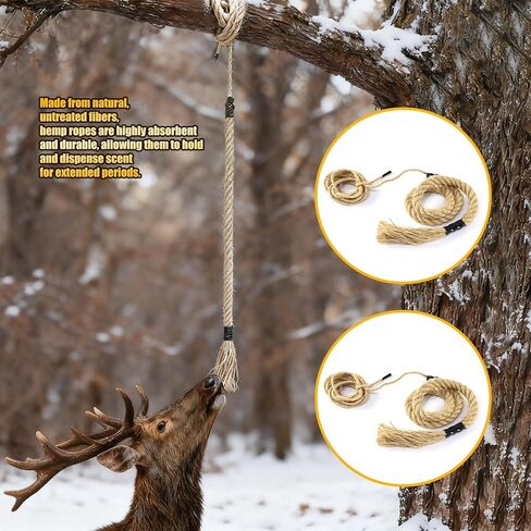 Deer Scrape Rope 30 Inch Hemp with 10ft Pre-Attached Ropes, High-Absorbency Long-Lasting Hunting Gear Accessories for Hunter Gifts in Kuwait