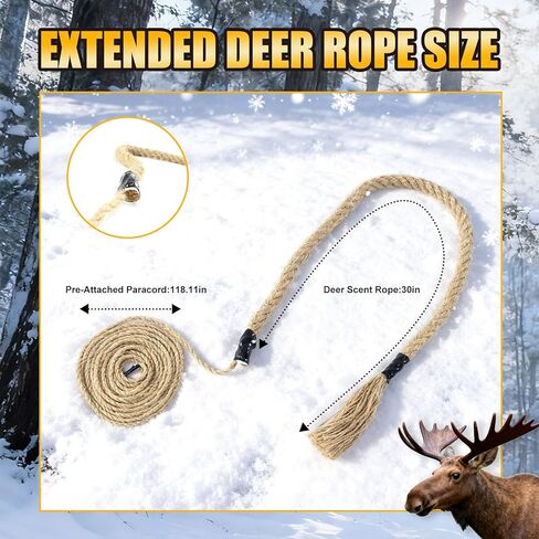 Deer Scrape Rope 30 Inch Hemp with 10ft Pre-Attached Ropes, High-Absorbency Long-Lasting Hunting Gear Accessories for Hunter Gifts in Kuwait