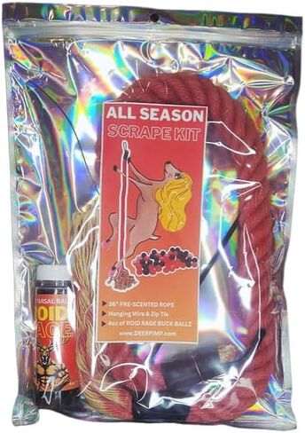 DEER PIMP™ All Season Scrape Kit with ROID Rage – Scented Mock Scrape Rope by Real Deer + Roid Rage Buck Tarsal Ballz Lure for Rut & Whitetail Attraction in Saudi Arabia