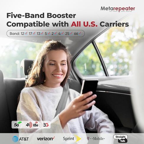 Cell Phone Booster for Car, SUV, Van,|LCD Display Vehicle Cell Phone Signal Booster,Boost 5G & 4G LTE for All U.S. Carriers -Verizon, AT&T, T-Mobile & More,FCC Approved in Kuwait
