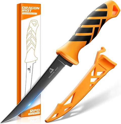 DRAGON RIOT Fillet Knife 9 Inch,Flexible Blade for Filleting and Boning,Premium Fish Filleting Knives in 5CR15MOV Stainless-Steel,Professional Fishing Knife with Non-slip Handle,Protective Sheath in Kuwait